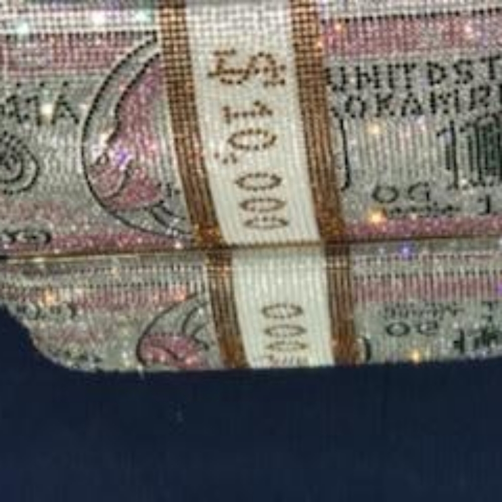 Pink Rhinestone Benjamin Bill Clutch - Picture 2 of 4